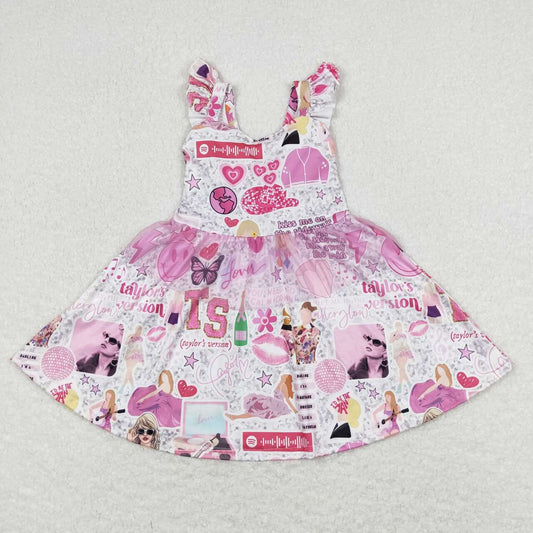 Baby Girls TS Swiftie Singer Fans Dress With Lace Ruffle