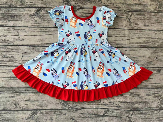 Baby Girls July 4th Cartoon Dog Dress