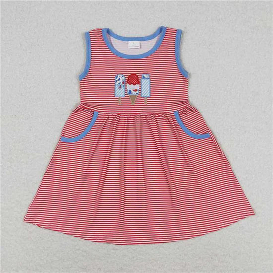 Sibling Baby Summer Wear Embroidery Ice Cream Clothes Set Dress