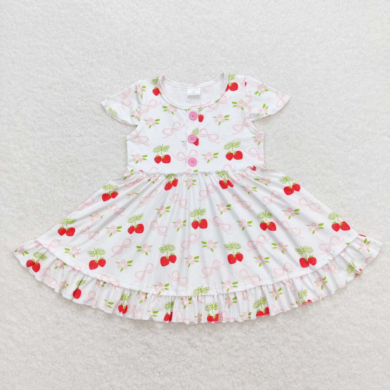 Kids Girls Sibling Summer Cherry Vintage Dress