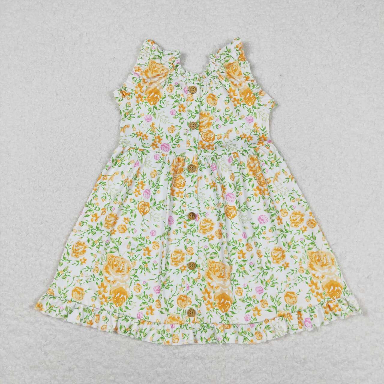 Baby Girls Sibling Summer Yellow Floral Outfit and Dress