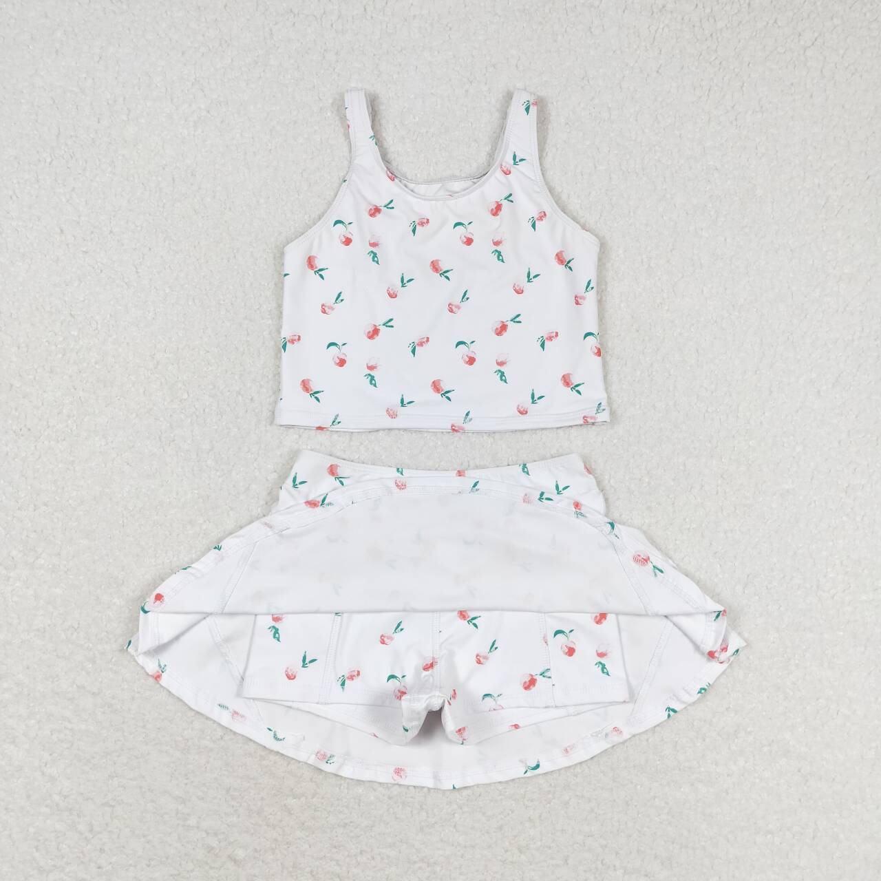 GSD0993 Baby Girls Peach Print Skirt Set Active Wear