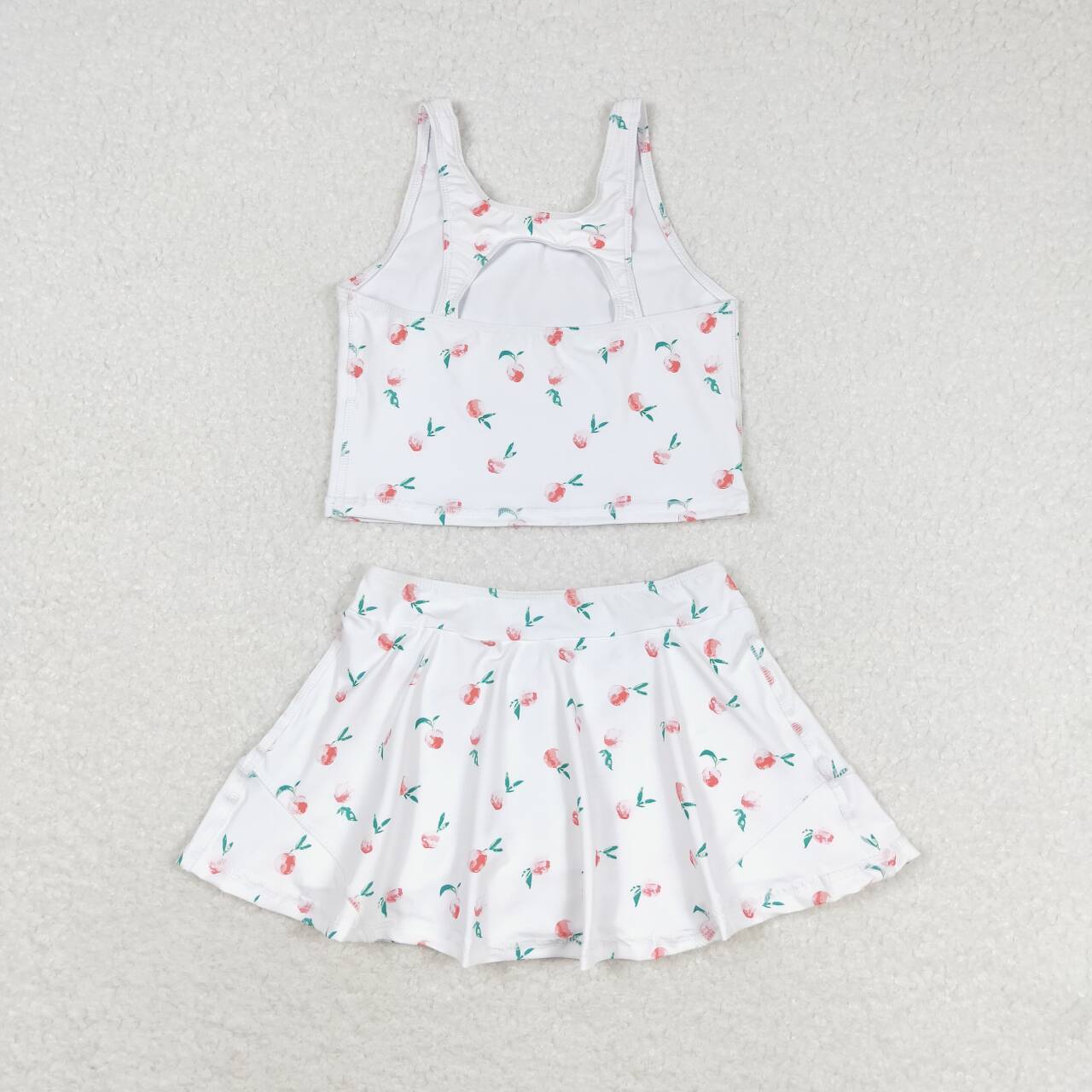 GSD0993 Baby Girls Peach Print Skirt Set Active Wear