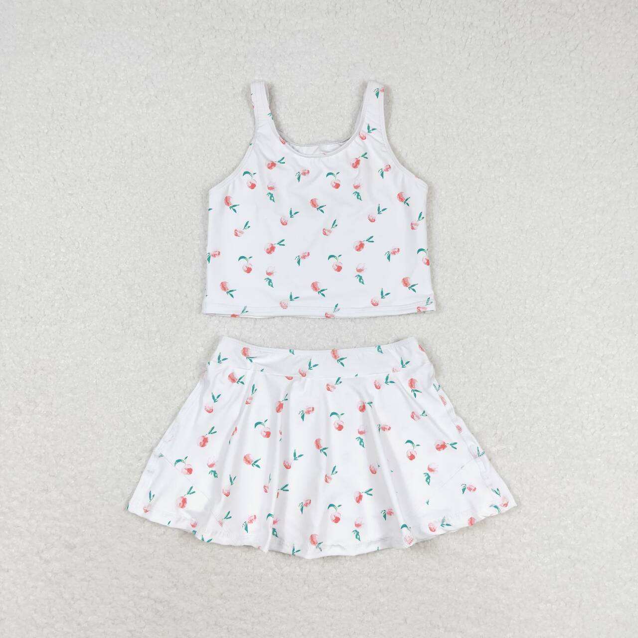 GSD0993 Baby Girls Peach Print Skirt Set Active Wear