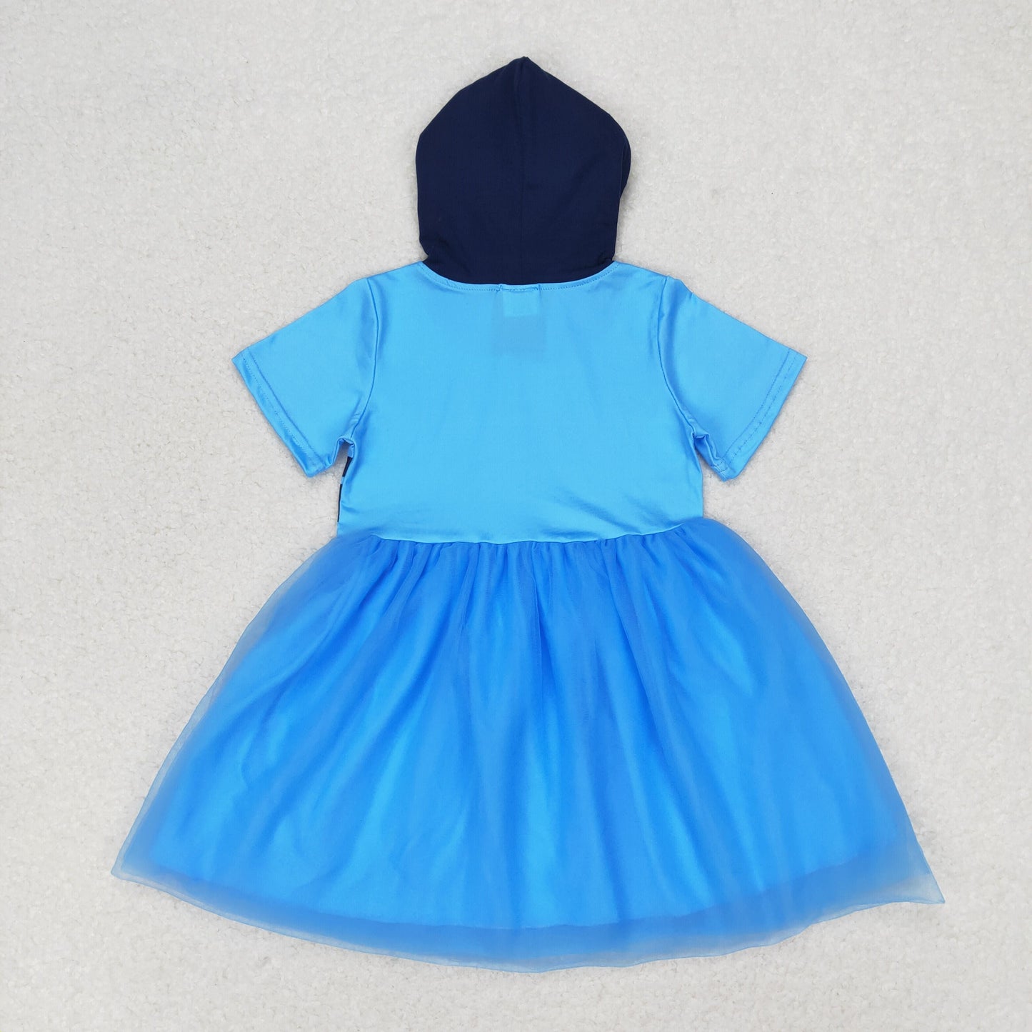 Cartoon Dog Sister Blue Orange Tulle Hoodie Dress