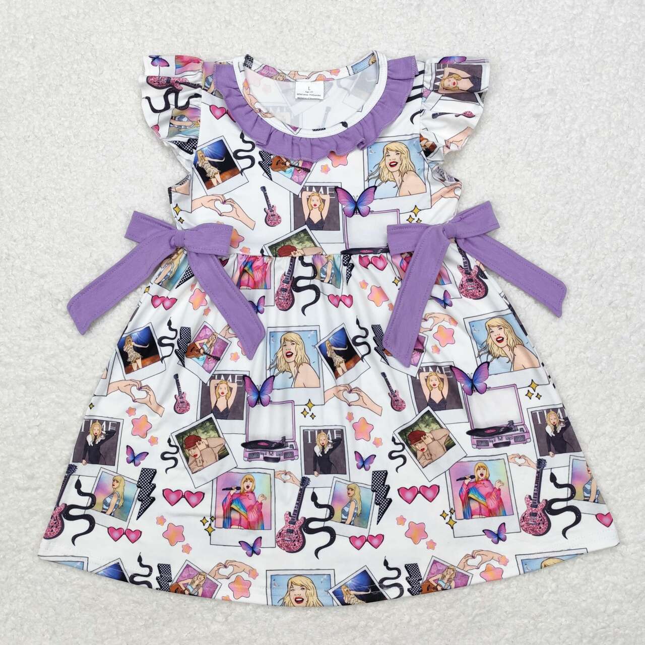 Baby Girls Swiftie Singer Dress With Purple Bow