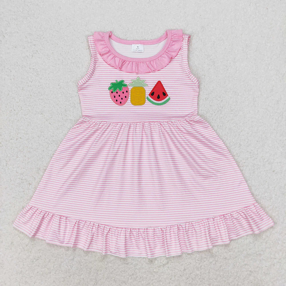 Embroidery Sibling Baby Girls Summer Vibes  Knee Length Dresses