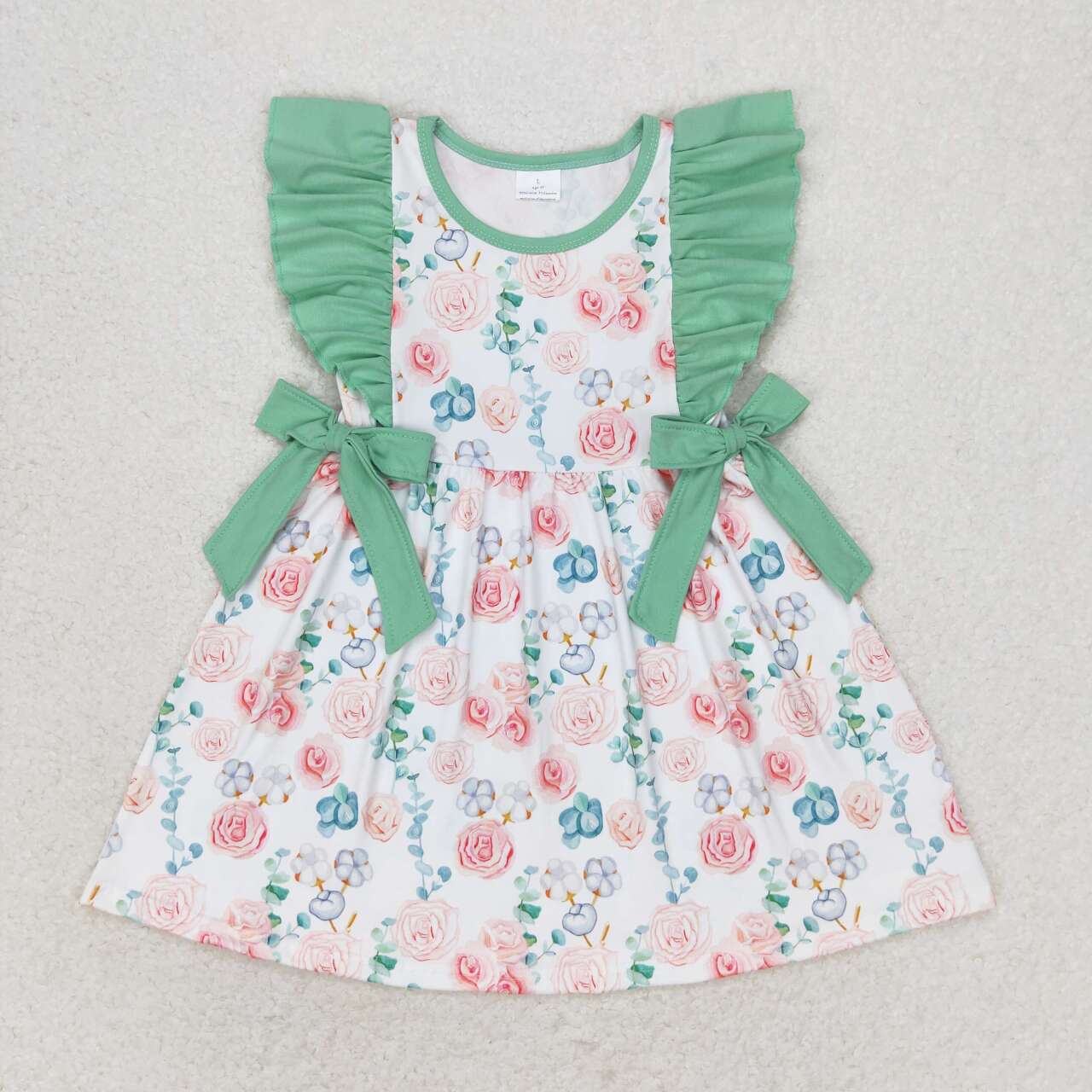 Baby Girls Sibling Green Floral Matching Clothing RTS