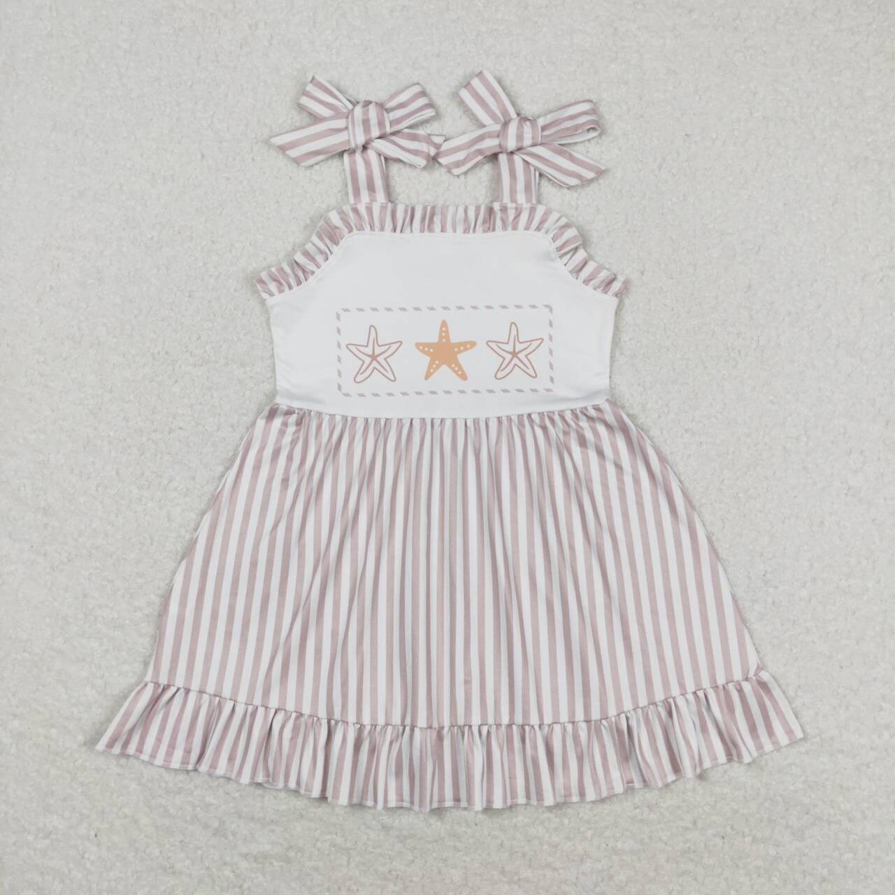 Summer Sibling Starfish Stripes Dresses Sets Romper RTS