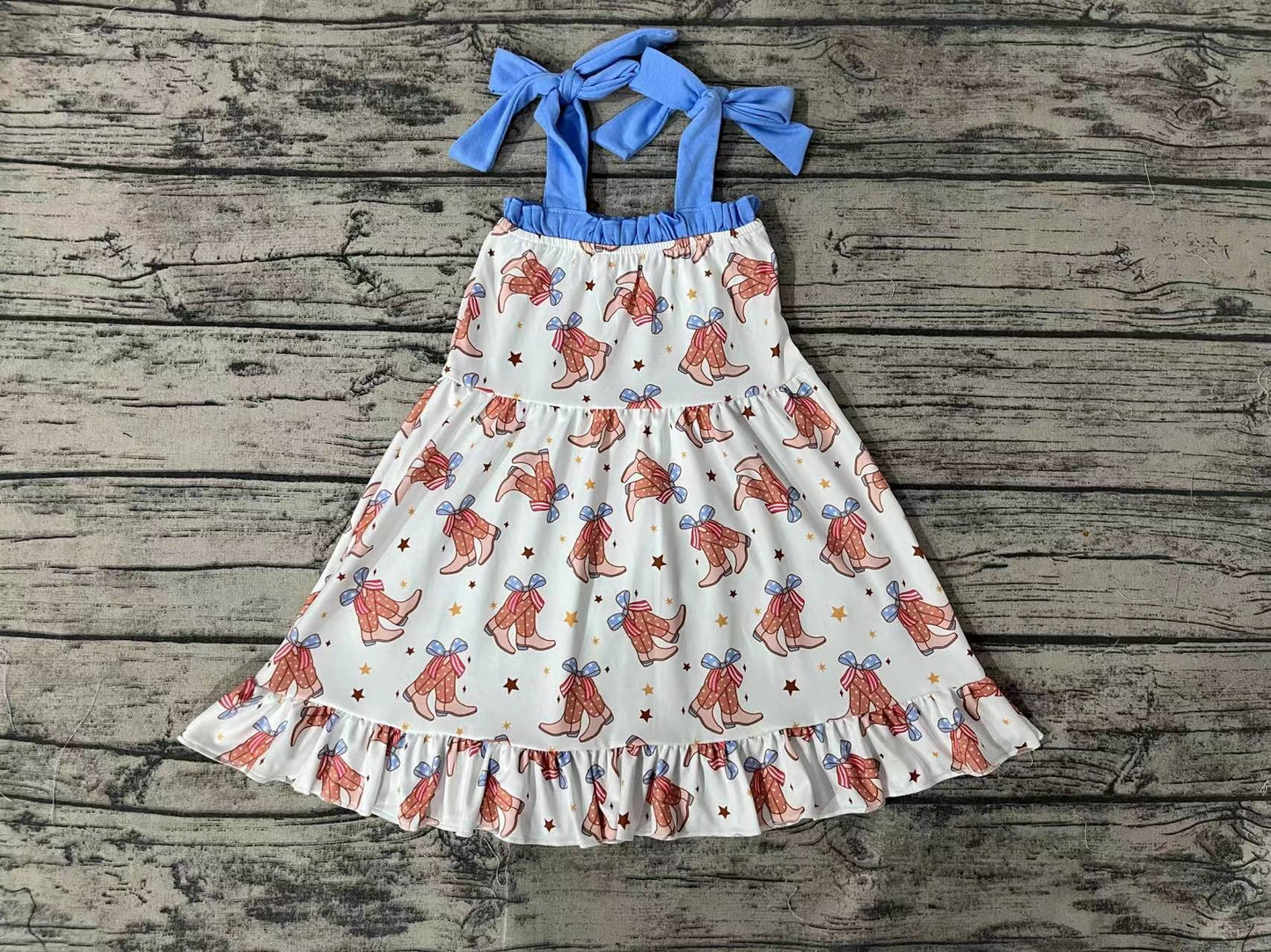 Summer Baby Girls Western Boots Strap Dress