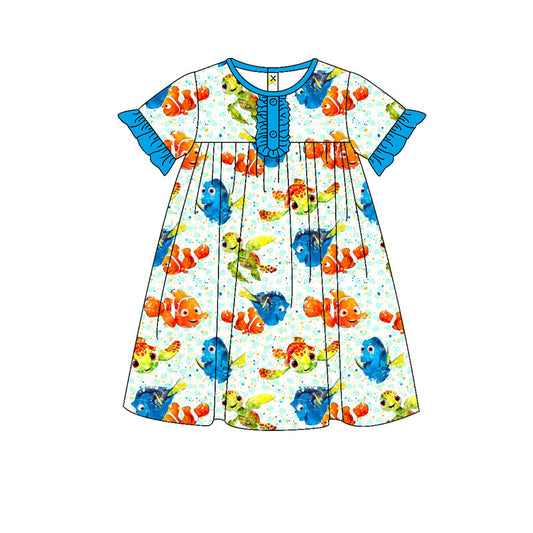 GSD1312 Baby Boys Cartoon Fish Short Sleeve Dress Preorder