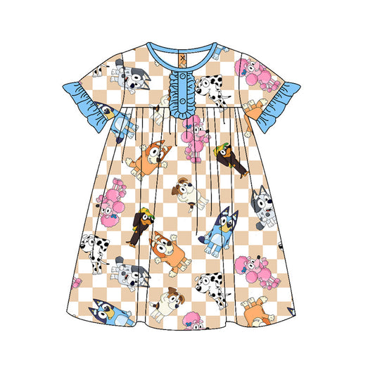 GSD1315 Infant Girls Cartoon Dog Short Sleeve Dress Preorder