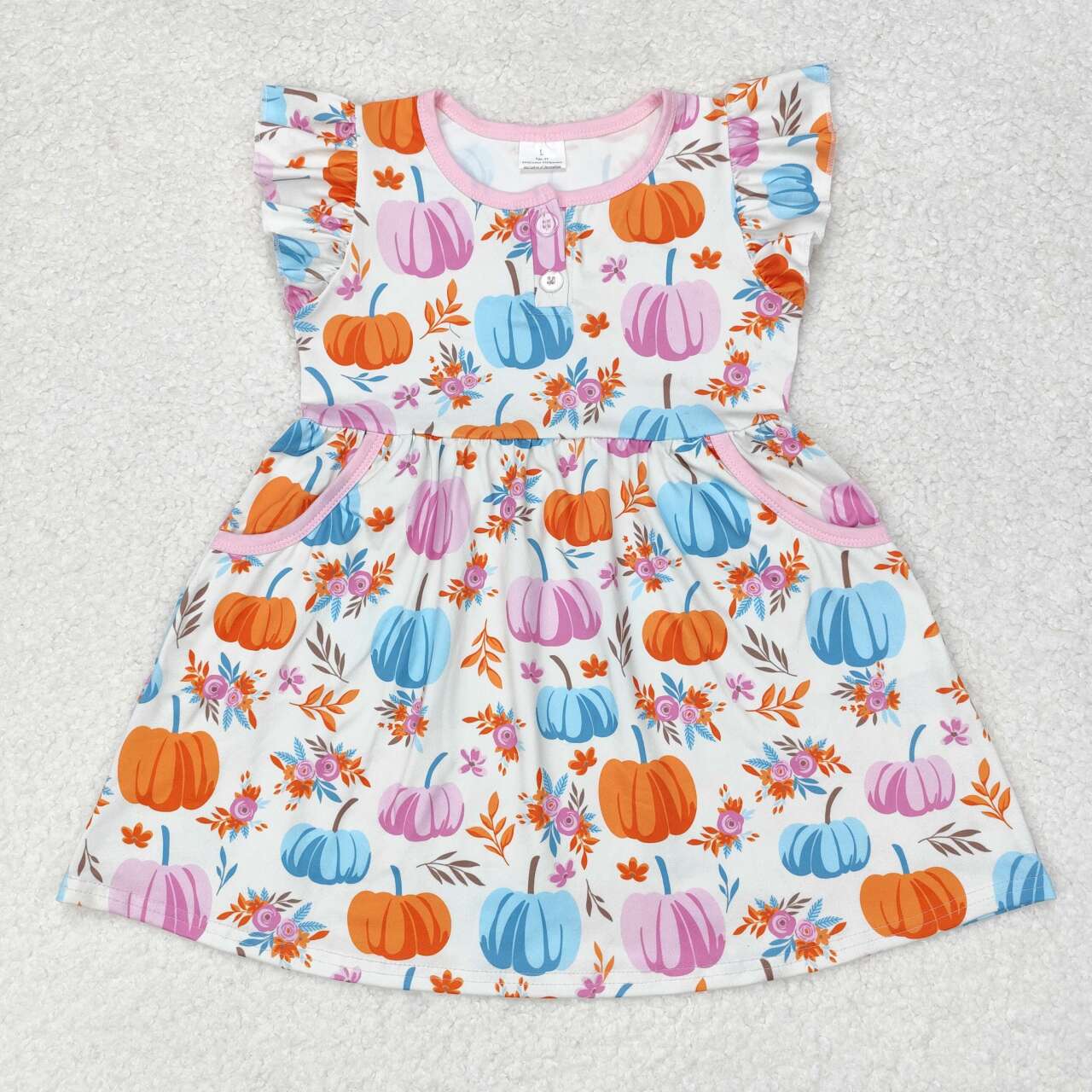 GSD1332 Baby Girls  Pumpkin Short Sleeve Dress