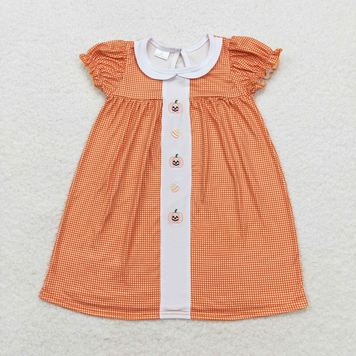 Baby Girls Halloween Pumpkin Cancy Corn Short Sleeve Dress