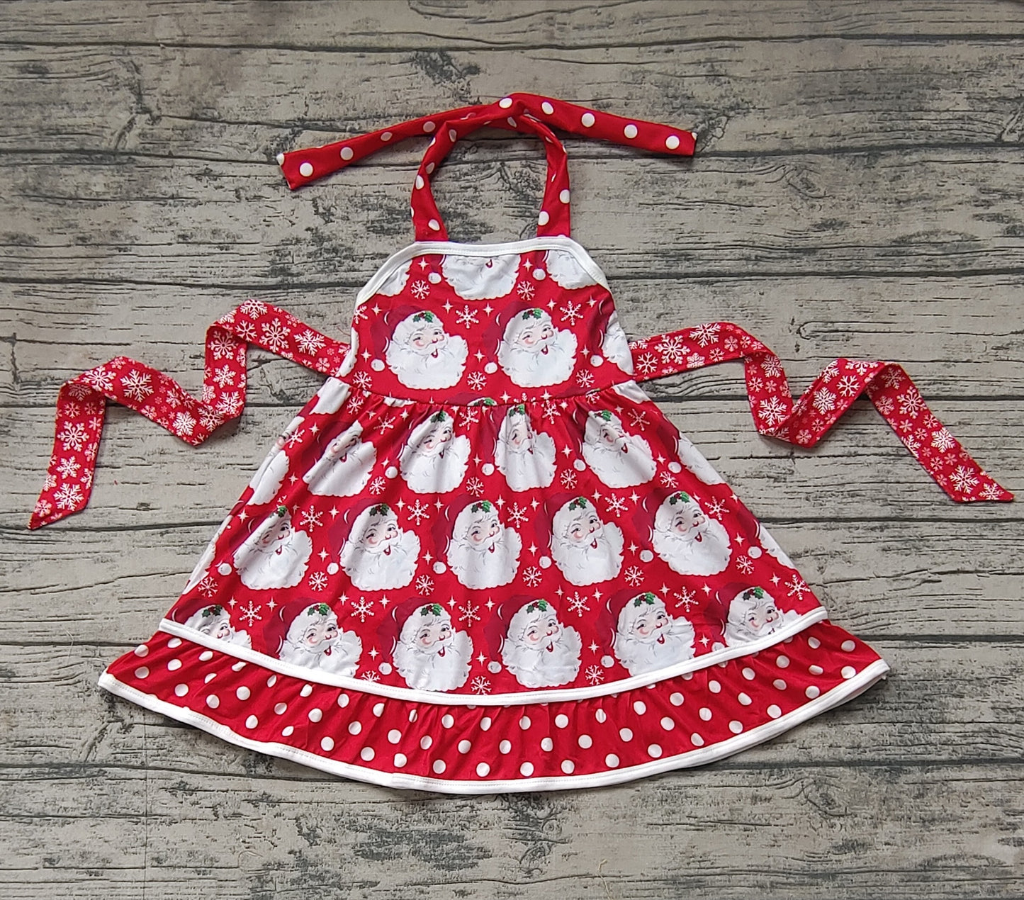 GSD1345 Baby Girls Christmas Santa Red Polka Dot Dress Pre-order