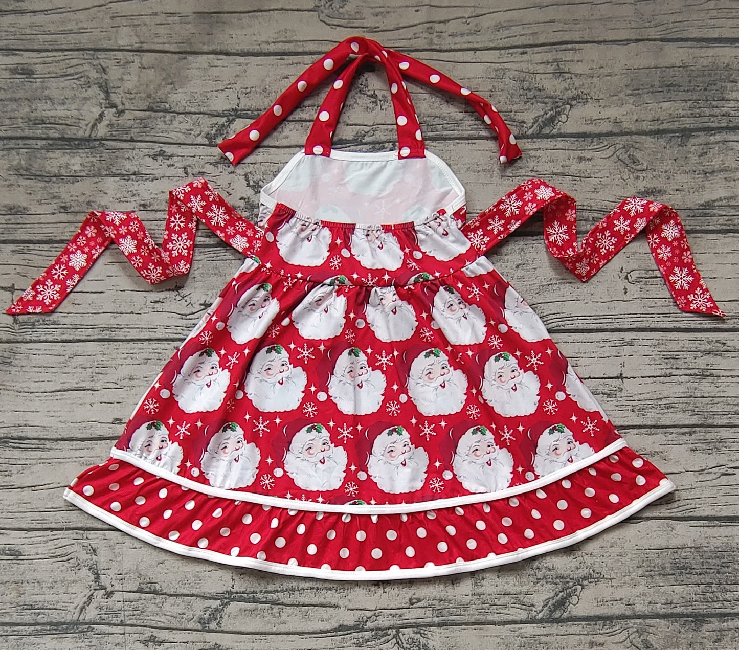 GSD1345 Baby Girls Christmas Santa Red Polka Dot Dress Pre-order