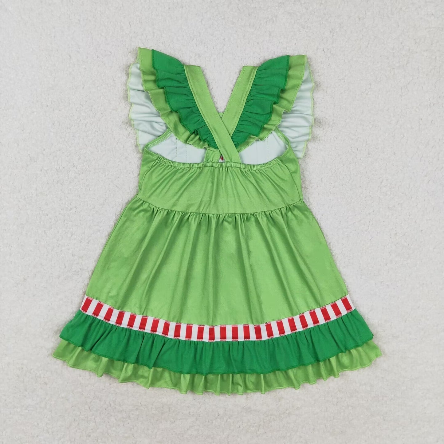 Baby Girls Sibling Christmas Heart Green Colro Dress and Bubble