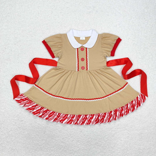 Baby Girls Chrismtas Gingerbread Dress With Belt