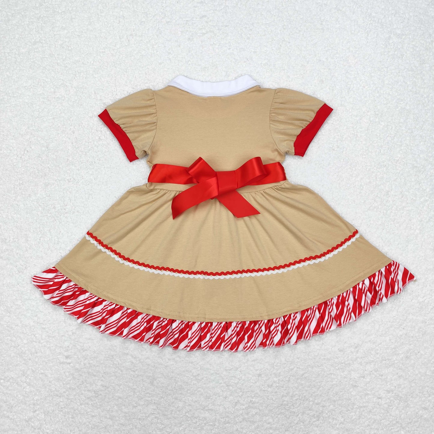 Baby Girls Chrismtas Gingerbread Dress With Belt