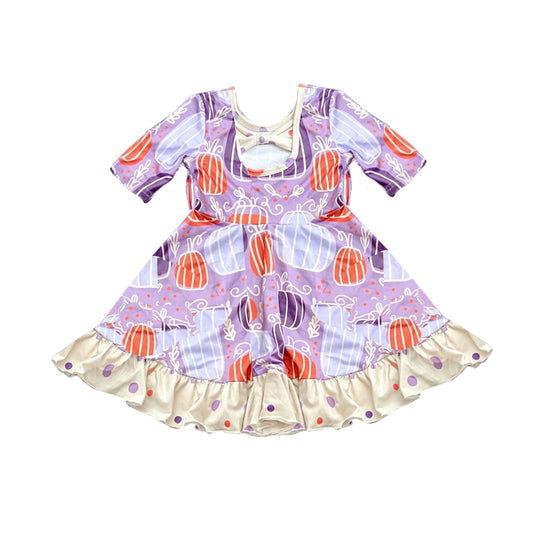 GSD1404 Baby Girls Purple Pumpkin Short Sleeve Dress Pre-order