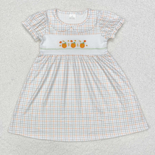 Baby Girls Embroidery Pumpkin Short Sleeve Dress