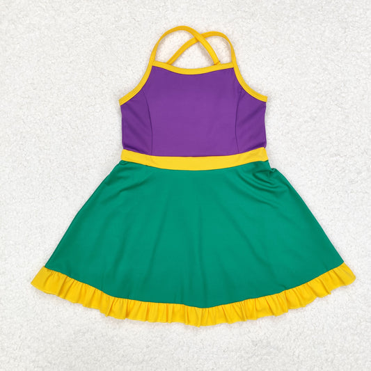 GSD1431  Baby Girls Mardi Gras Active Wear Dress With Shorts Under