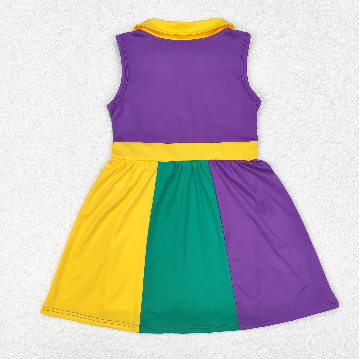 GSD1434 Baby Girls Mardi Gras Active Wear Polo Dress With Shorts Under