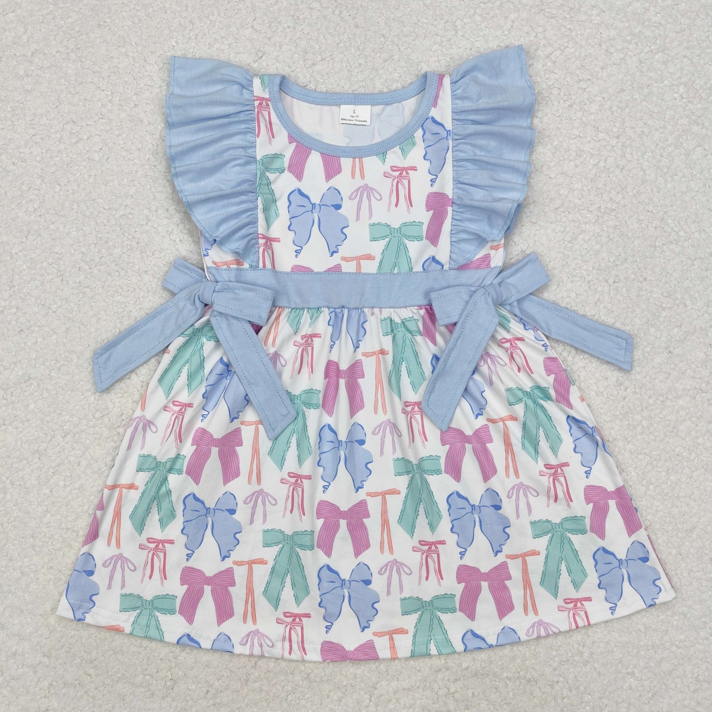 Toddler Baby Sibling Blue Bow Shorts Set Romper Jumpsuit