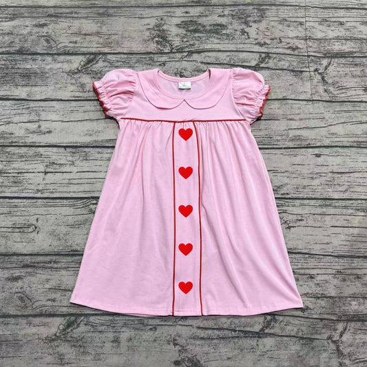 Baby Girls Embroidery Red Heart Pink Dress  Preorder