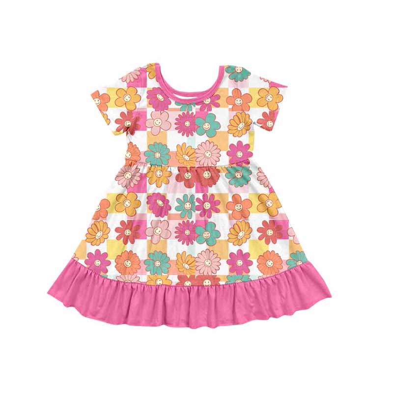 Sibling Baby Girls Daisy Flower Checked Dress and Romper Preorder