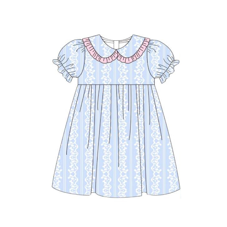 Toddler Baby Girls Sibling Blue Dress and Shorts Set Preorder