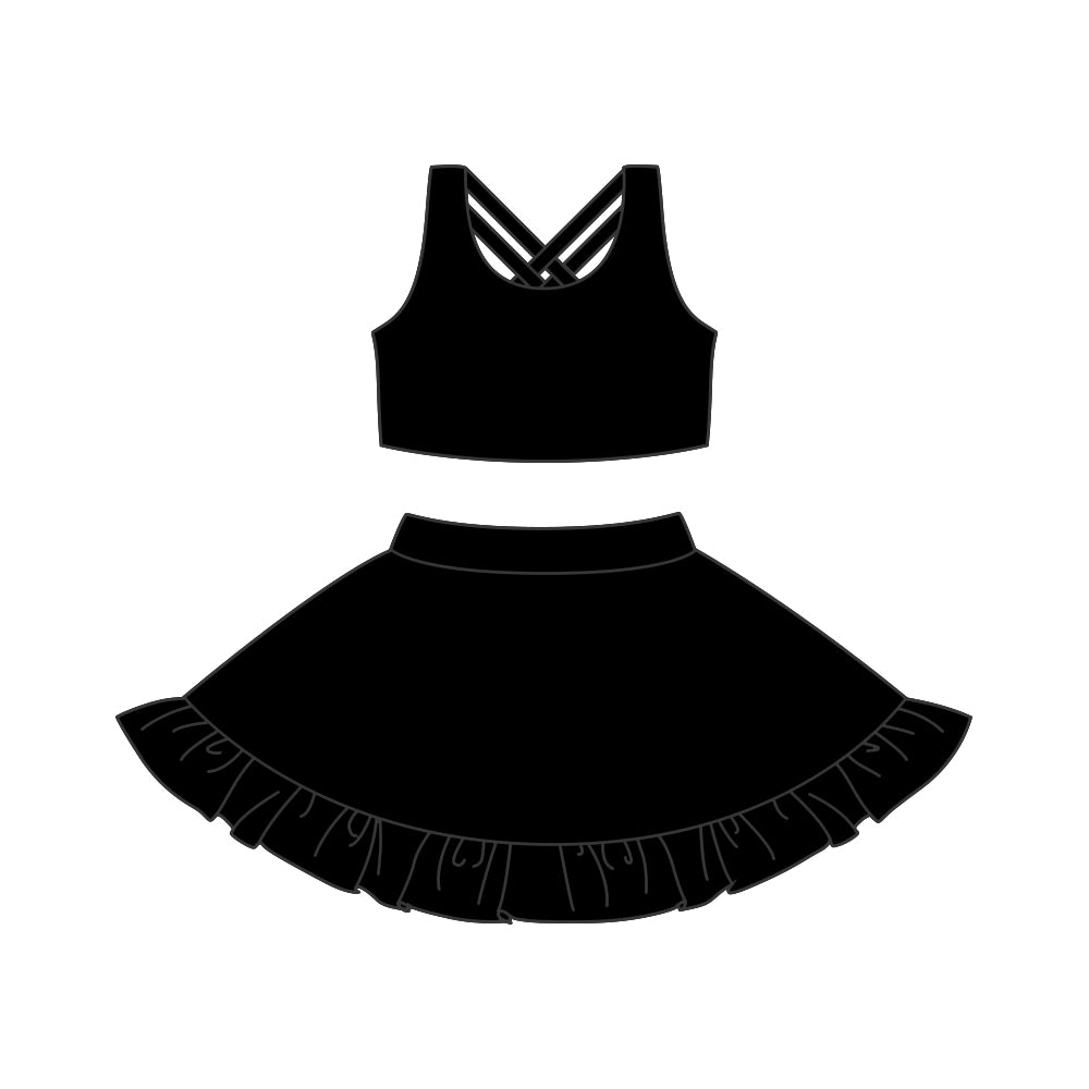 Baby Girls Black Sport Tank Top and Skirt Active Set