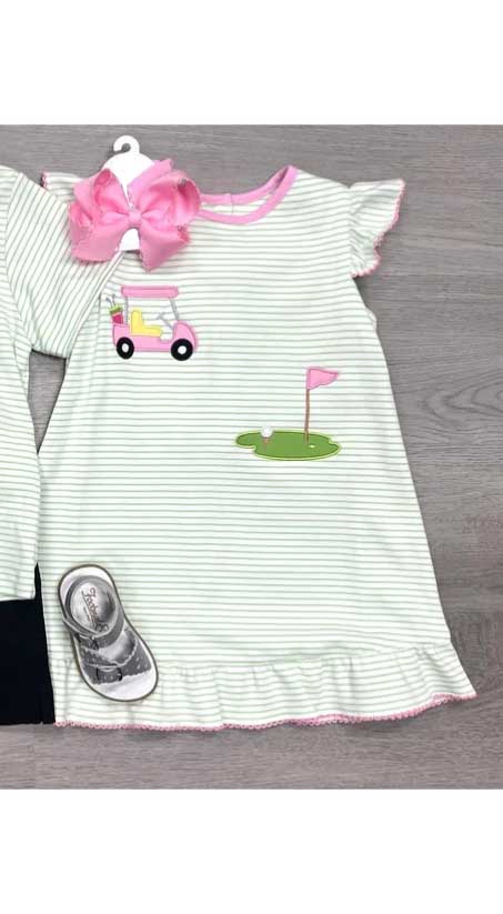 Toddler Girls Golf Striped Short Sleeve Dress Preorder