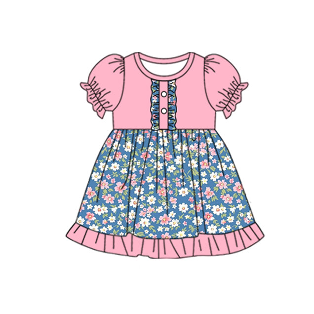 Toddler Girls Pink Flower Short Sleeve Dress Preorder