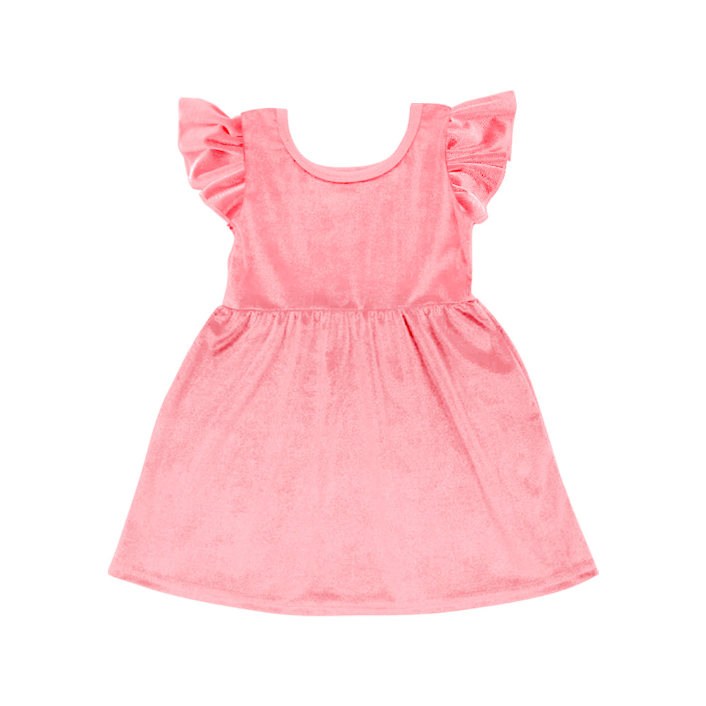 Toddler Baby Girls Solid Color Velvet  Dress Preorder