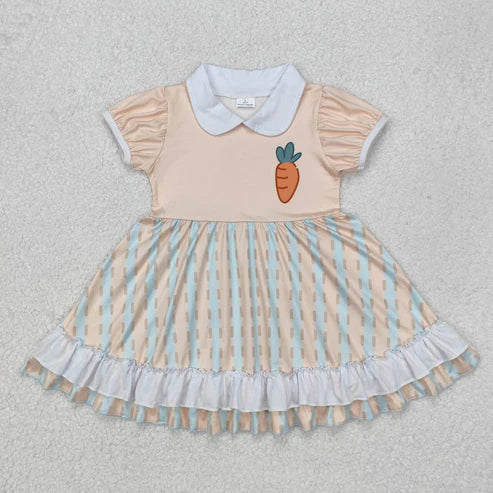 Sibling Baby Kids Short Sleeves Button Down Carrot Print Easter Romper And Set