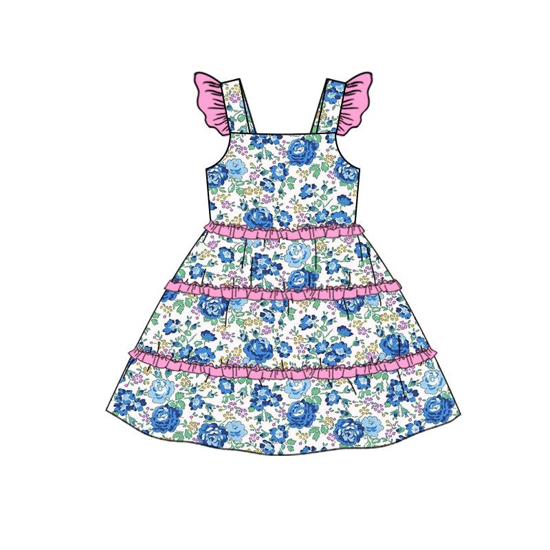 Toddler Baby Sibling Blue Floral Matching Set and Romper Preorder