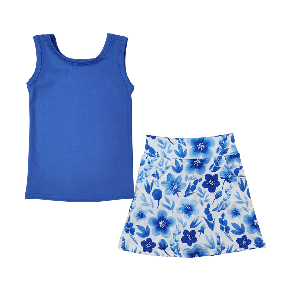 Kids Girls Sibling Tank Top Floral Skort Yoga Set