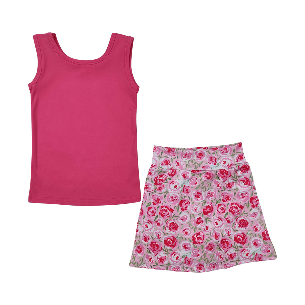 Kids Girls Sibling Tank Top Floral Skort Yoga Set