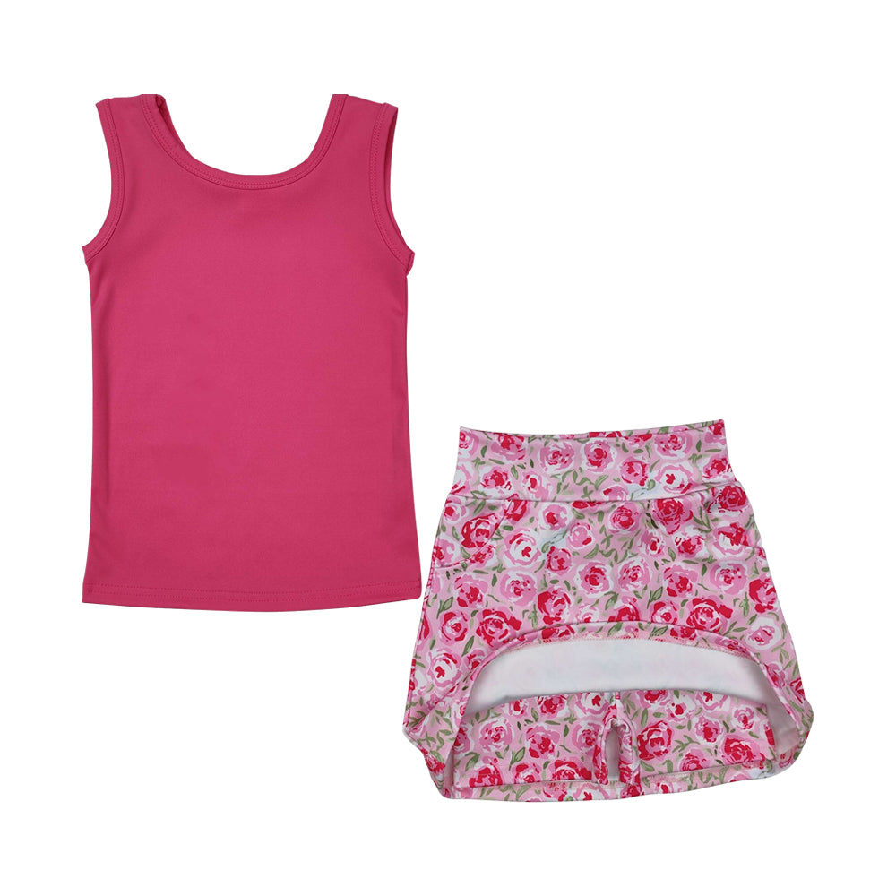 Kids Girls Sibling Tank Top Floral Skort Yoga Set