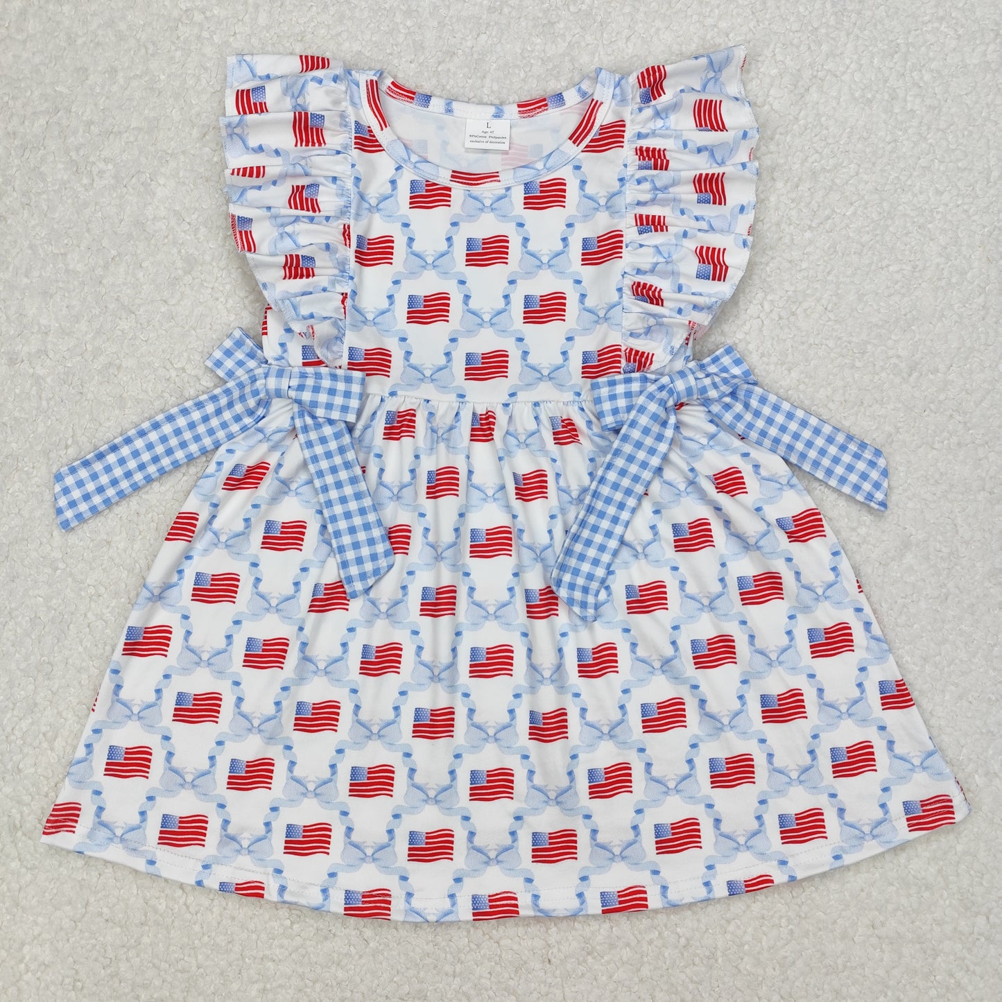 Toddler Girls Boys Sibling Baby July 4th Flag Bow Set and Romper