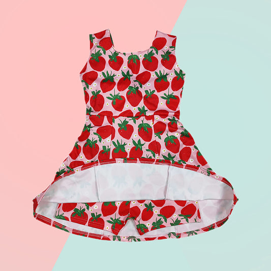 Baby Girls Pink Sleeveless Strawberry Yoga Dresses