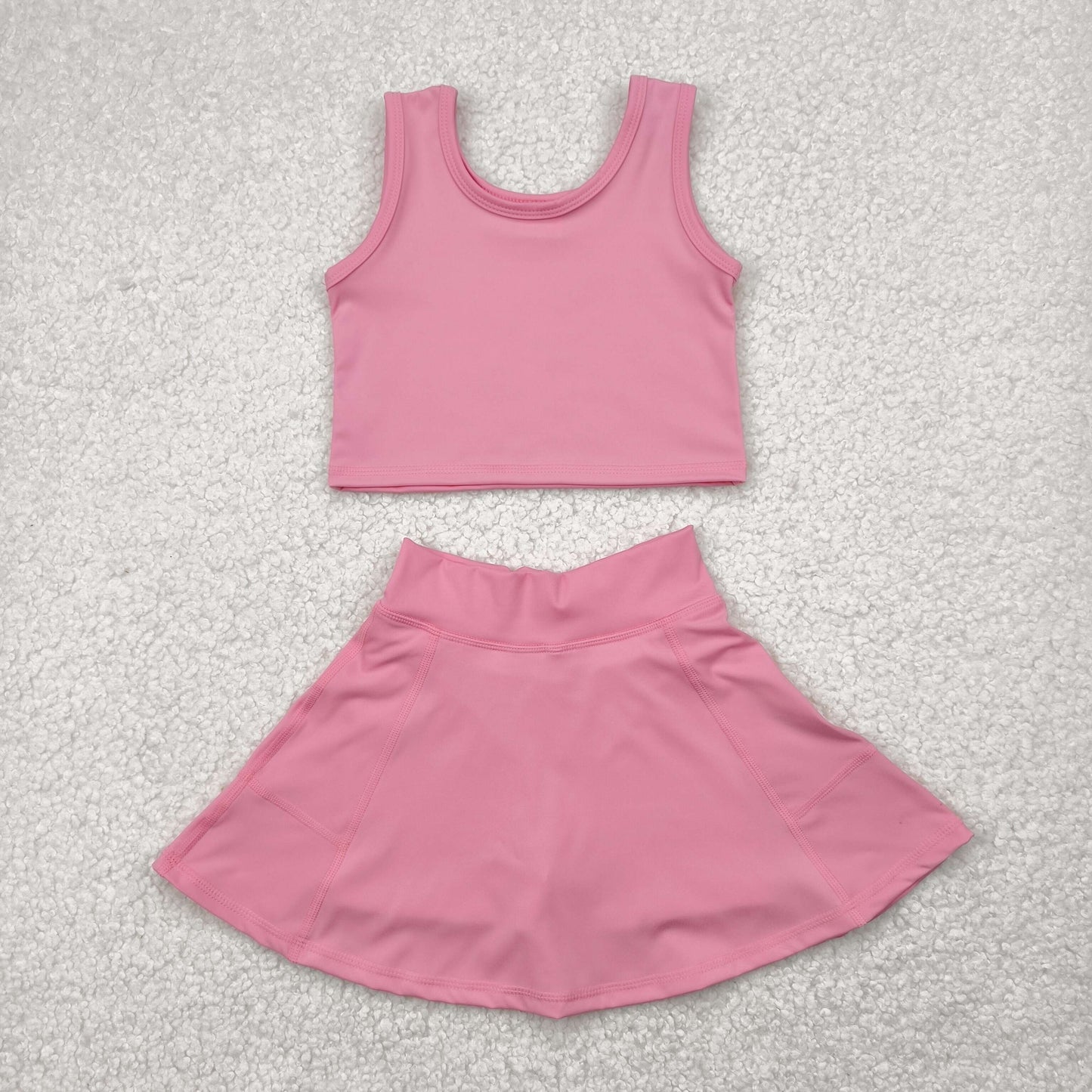 Baby Girls Active Pink Sleeveless Top Pockets Skirt Yoga Set