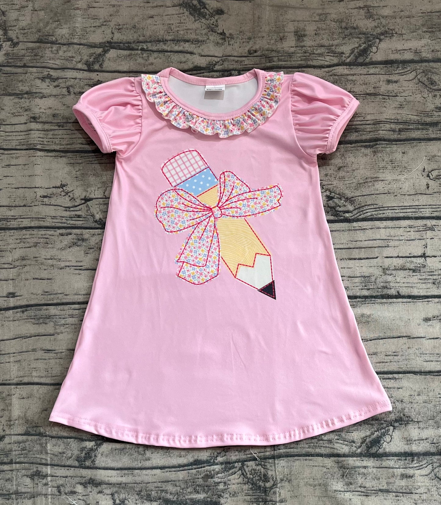 Baby Girls Peach Short Ruffle Sleeves Bow Pencil Top Dress Preorder