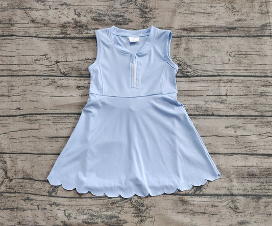 GSD2087 Baby Girls Light Blue Sleeveless Zipper Active Dress Preorder