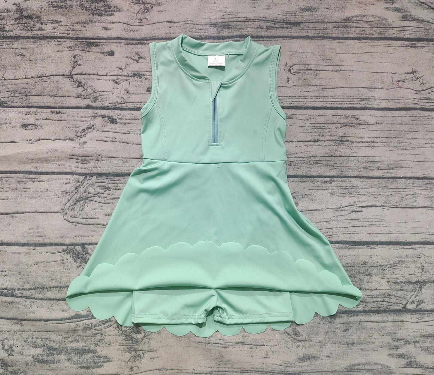 GSD2089 Baby Girls Green Sleeveless Zipper Active Dress Preorder