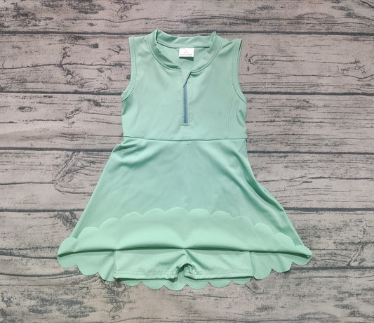 GSD2089 Baby Girls Green Sleeveless Zipper Active Dress Preorder