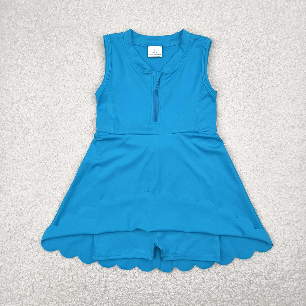 Baby Girls Blue Sleeveless Zipper Active Dress