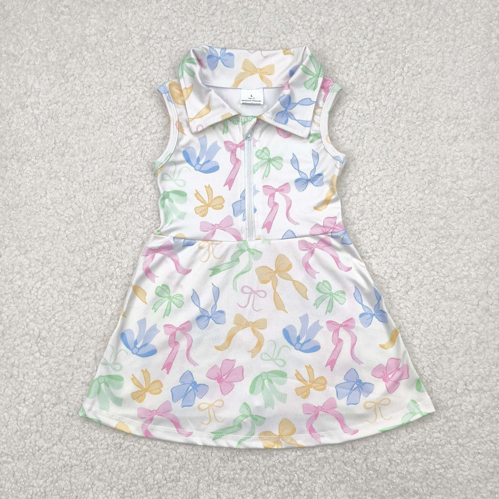 Sibling Baby Girls Colorful Bow Pullover Top Pants Set and Active Dress