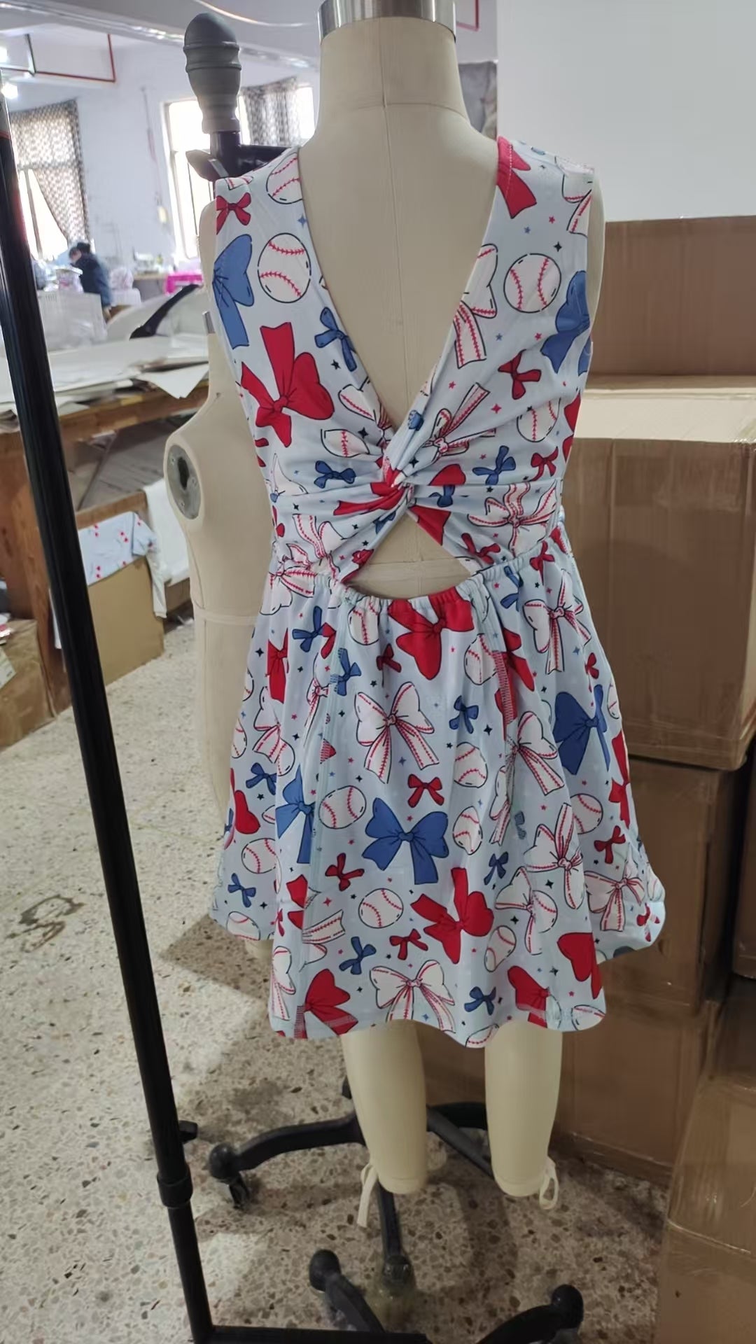 Kids Girls Sibling Active Wear July 4th Bow Baseball Yoga Set Dress